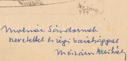 Mészáros Mihály (1930-2008): A romos Lánchíd. Rézkarc, papír, jelzett, a művész autográf ajándékozás...