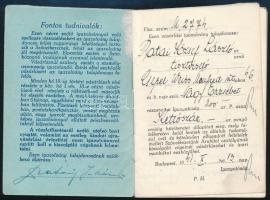 1941 Baross Szövetség Tagjaiból Alakult Áruhitel és Értékesítő Szövetkezet vásárlási igazolványa Pat...