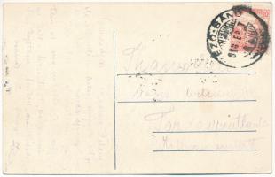 1918 Mezőbánd, Band (Maros, Mures); vasútállomás, vonat / railway station, train