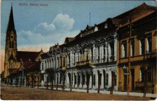 Detta, Ghedu, Deta; Fő utca, templom, fűszer, anya, festék és rövidáru üzlet. Ballon Sándor és fia kiadása / main street, church (kis szakadás / small tear)