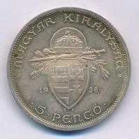 1938. 5P Ag "Szent István" T:AU,XF patina
Adamo P8.1