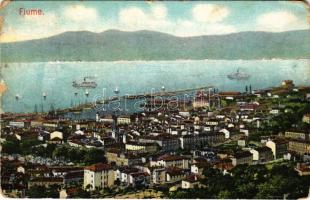 1907 Fiume, Rijeka; general view, steamships (szakadások / tears)