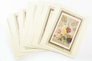 cca 1900 11 db virág témájú illusztráció a Brockhaus és a Meyers Lexikonból, nyomat, papír, modern paszpartuban, egyik kissé foltos, 22x14 cm körüli méretekben