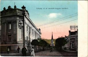 Máramarossziget, Sighetu Marmatiei; Lónyay út az osztrák-magyar bankkal. Benkő Miklós kiadása / street, Austro-Hungarian bank