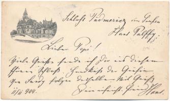 1904 Gidrafa, Pudmericz, Pudmeric, Budmerice; Gróf Pálffy kastély. Pálffy levele / castle. Letter of the owner s: Morelli (EK)