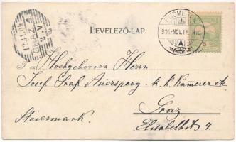 1904 Gidrafa, Pudmericz, Pudmeric, Budmerice; Gróf Pálffy kastély. Pálffy levele / castle. Letter of...