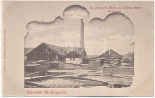 Máramarossziget, Sighetu Marmatiei; Glasner és Schulcz fűrésztelepe. Mayer és Berger kiadása / Sägewerk / sawmill. Art Nouveau