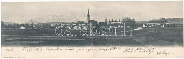 1904 Igló, Zipser Neudorf, Spisská Nová Ves; látkép. 2-részes kihajtható panorámalap. Ferencz D. kiadása / general view. 2-tiled folding panoramacard (EK)