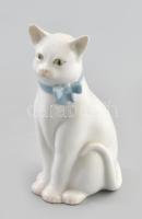 Herendi macska, cica Kézzel festett, jelzett, fülén lepattanással 11,5 cm