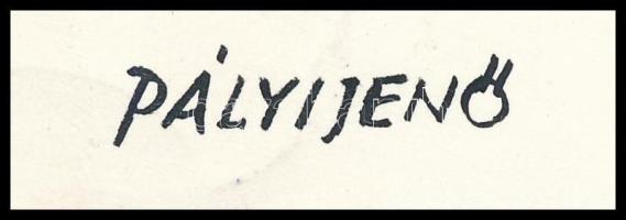 Pályi Jenő (1903-1953), Mindszenthy József ellenes karikatúra. Tus, kréta, papír, mindkét oldalán je...