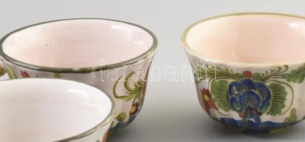 Faenza 6 darab fácánmintás csésze, kis pattogzással, jelzett, m: 5,5 cm