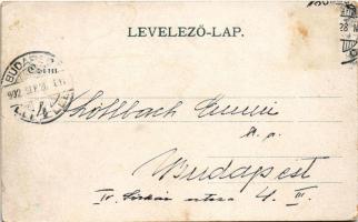 1902 Pozsony, Pressburg, Bratislava; Sétatér, villamos. Duschinsky G. kiadása / promenade, tram (EK)