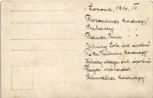 1914 Losonc, Lucenec; Osztrák-magyar katonák és ápolónők a kórház udvarán: Rosenauer, Szilassy, Baue...