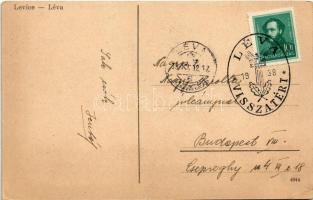 1938 Léva, Levice; Városi szálloda / hotel + "1938 Léva visszatért" So. Stpl (EK)