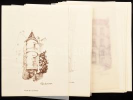 Yves Gaudronneau: Nantes-Dessins. 17 db reprodukciót tartalmazó mappa. Kiadói papírmappában, 22x16 c...