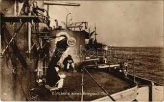 K.u.k. Kriegsmarine Borseite eines Kriegsschiffes / Osztrák-magyar haditengerészeti csatahajó fedélzete / Austro-Hungarian Navy battleship's deck. R. Marincovich Pola