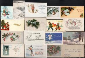 21 db karácsonyi üdvözlőkártya, részben kézzel írt sorokkal