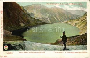 Tátra, Magas Tátra, Vysoké Tatry; Das Meerauge m. d. kl. u. gr. Miedziane 2238 m / Czarny Staw z Miedzianem wielk. i mat. / Tengerszem, Kis- és Nagy-Miedziane (Réz-hegy). Kiadja Feitzinger Ede, Teschen. 1902/12. 289. Auto-Chrom / Czarny Staw pod Rysami, Medené / lake, mountain peaks in the High Tatras (EK)