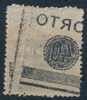 Temesvár III. 1919 Hadisegély portó 40f/15f fekete felülnyomásssal, hátoldalán fekete ívszínátnyomat (nem gépszínátnyomat) / Mi P4a with sheet offset on the back side. Signed: Bodor