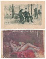 27 db RÉGI művész képeslap vegyes minőségben: festmények / 27 pre-1945 art postcards in mixed qualit...