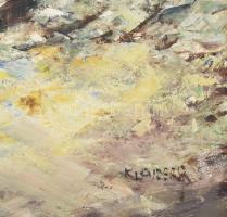 Christian Klaiber (1892-1963): Vízparti táj vitorlással. Olaj, vászon, jelezve jobbra lent. Apró sér...