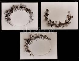 12 db régi üvegnegatív, díszes képkereteket ábrázoló felvételekkel, 12x9 cm méretben, kissé sérült k...