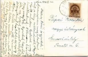 1941 Nyárádszereda, Miercurea Nirajului; Fő tér, református templom, lovas katonák felvonulása / mai...