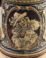 Antik német söröskorsó. Javított ón fedéllel, m: 21 cm