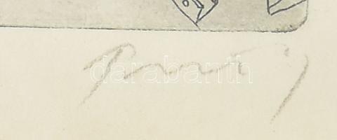 Pásztor Gábor (1933-2012): Romeltakarítás. Rézkarc, papír, jelzett, üvegezett fakeretben, lap széle ...