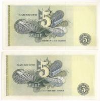 NSZK 1948. 5M (2x) közeli sorszámok "7S 132521" és "7S132528" T:AU
FRG 1948. 5 ...