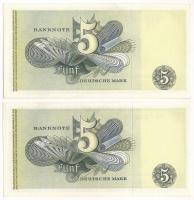 NSZK 1948. 5M (2x) közeli sorszámok "7S 132502" és "7S 132508" T:AU
FRG 1948. 5...