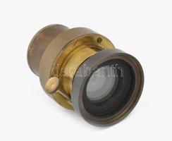 Antik objektív, tartóban, h: 11 cm