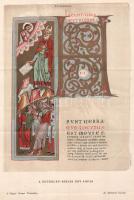 cca 1900 A Gutkeled-biblia egy lapja, színes nyomat, a Magyar Nemzet Története melléklete, hajtva, s...