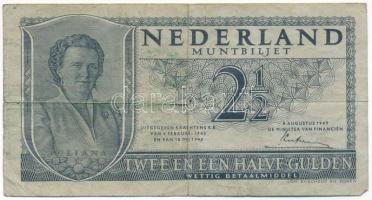 Hollandia 1949. 2 1/2G 5 VK 060994 T:F Netherlands 1949. 2 1/2 Gulden 5 VK 060994 C:F Krause 73.