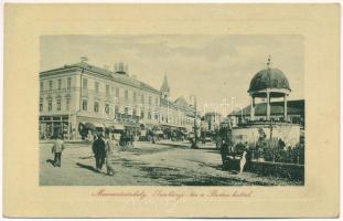 1911 Marosvásárhely, Targu Mures; Széchenyi tér a Bodor kúttal, Takarékpénztár, Császár József üzlete. W. L. Bp. 6429/38 / square, well, saving bank, shops (EK)