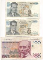 Belgium 1964. 20Fr (2x) + 1982-1994. 100Fr T:F Belgium 1964. 20 Francs (2x) + 1982-1994. 100 Francs C:F