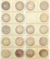 NSZK 1956-1974. 5M Ag (54xklf) berakólapokra rendezve négygyűrűs kisalakú mappában, 1965 és 1966 val...