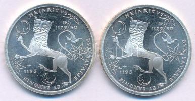 Németország 1995F 10M Ag &quot;III. Henrik szász herceg&quot; (2x) T:UNC patina Germany 1995F 10 Mark Ag &quot;Henry the Lion&quot; (2x) C:UNC patina Krause KM# 186