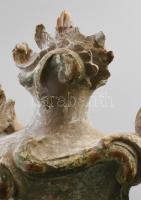 Antik faragott fa dísz 2 db párban. XVIII. sz. restaurált 27 cm