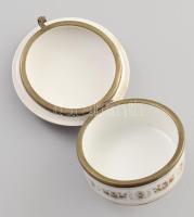 Antik rózsás ékszeres doboz. Matricás, jelzés nélkül, hibátlan d: 9 cm