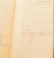 cca 1934 Nagy mappányi tervrajz és műszaki jegyzet, közte Pécsi Kokszművek Rt. kokszkemence- ill. sz...