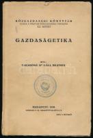 Takaróné Dr. Gáll Beatrix: Gazdaságetika. Közgazdasági Könyvtár XX. köt. Bp., 1938, Gergely R. Kiadói papírkötés, kissé szakadt, kissé foltos borítóval, bélyegzésekkel, közte: "Ex libris Dr. Korányi Elemér." (Feltehetőleg: dr. Korányi Elemér római katolikus plébános (Újvidék), országgyűlési képviselő.)