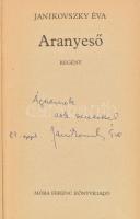 Janikovszky Éva: Aranyeső. Regény. A szerző, Janikovszky Éva (1926-2003) Kossuth- és József Attila-díjas író által DEDIKÁLT példány. Bp., 1986, Móra. Rényi Krisztina rajzaival. Harmadik kiadás. Kiadói kartonált papírkötés, kissé sérült gerinccel, kissé kopott borítóval.