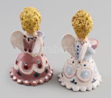 2 darab kerámia angyal. Jelzés nélkül, minimális kopással, m: 13,5 cm