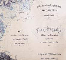 Tokaj-Hegyalja földtani s szőlőmívelési térképe Szabó Józseftől, 1865-ös térkép reprintje, nagyméret...