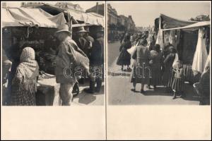 cca 1940 Marosvásárhely, piaci felvételek, életképek, Székelyudarhelyre tartó busz (mögötte "Ha...