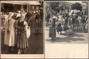 cca 1940 Marosvásárhely, piaci felvételek, életképek, Székelyudarhelyre tartó busz (mögötte "Ha...