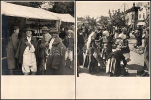 cca 1940 Marosvásárhely, piaci felvételek, életképek, Székelyudarhelyre tartó busz (mögötte "Ha...