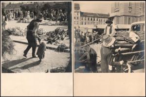 cca 1940 Marosvásárhely, piaci felvételek, életképek, Székelyudarhelyre tartó busz (mögötte "Ha...