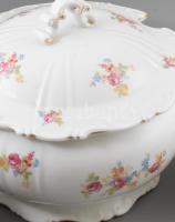 Zsolnay hat személyes porcelán étkészlet. Hiányos: hat mély, hat lapos tányér, leveses tál Matricás,...